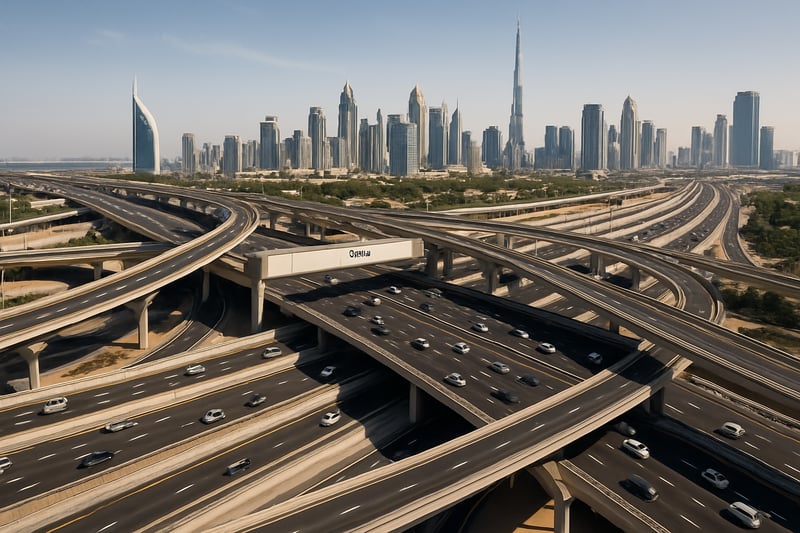 Dubai toll road infrastructure with modern highways Dubai toll road infrastructure with modern highways