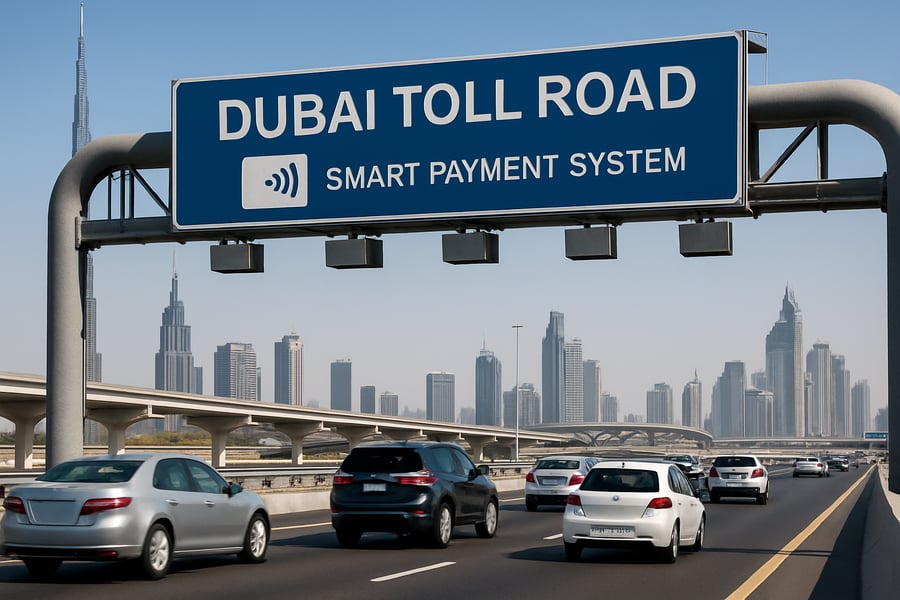 Dubai toll road with smart payment system Dubai toll road with smart payment system